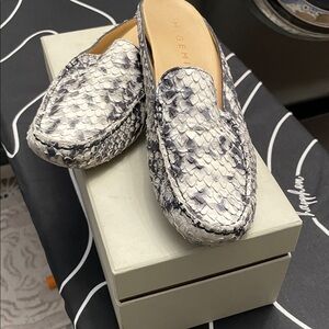 M. Gemi Snakeskin Loafer slides - Black and White